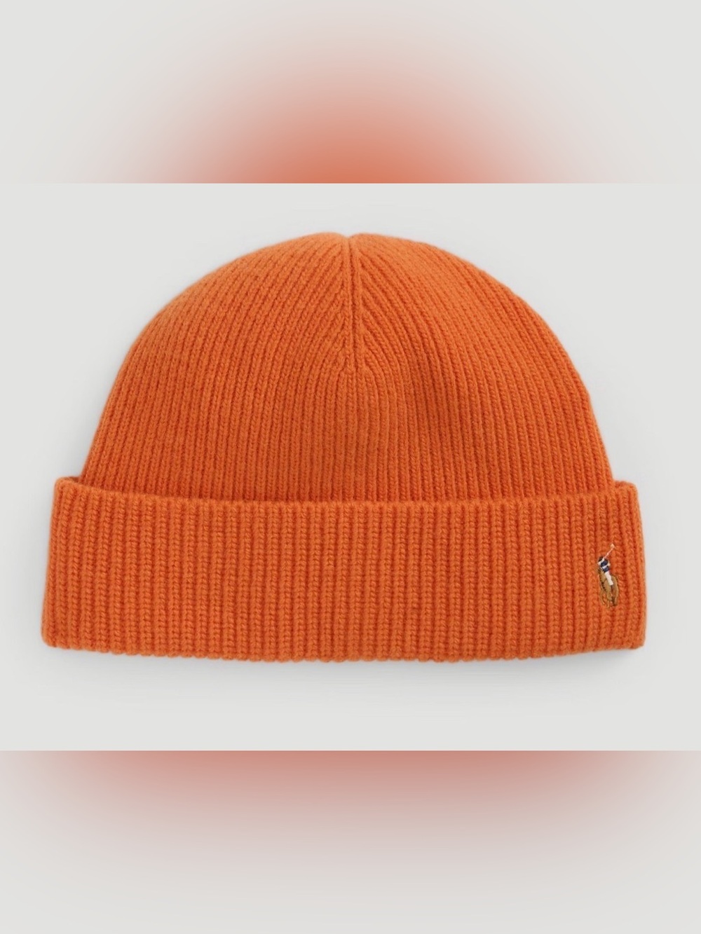 NWT Polo Ralph Lauren Solid ORANGE Wool Blend Ribbed Knit Beanie Cap Hat